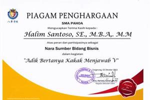 Piagam Penghargaan SMA PAHOA